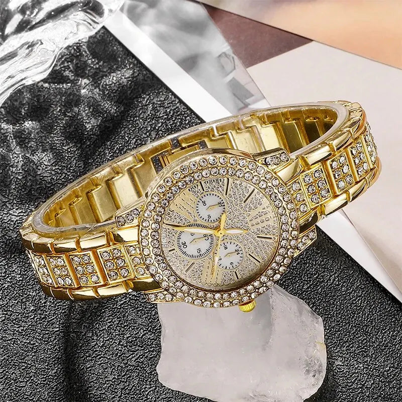 Gold Luxury Watch & Jewelry Set
