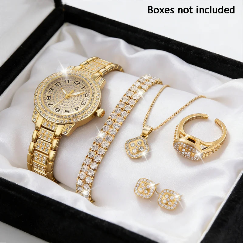 Diamond Bracelet Watch Set – Women
