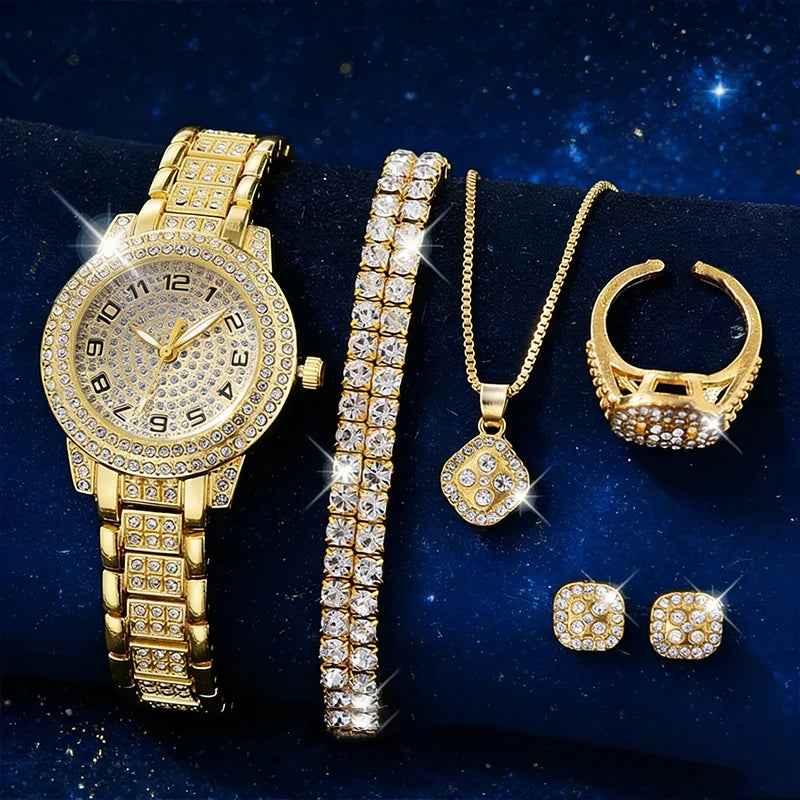 Diamond Bracelet Watch Set – Women