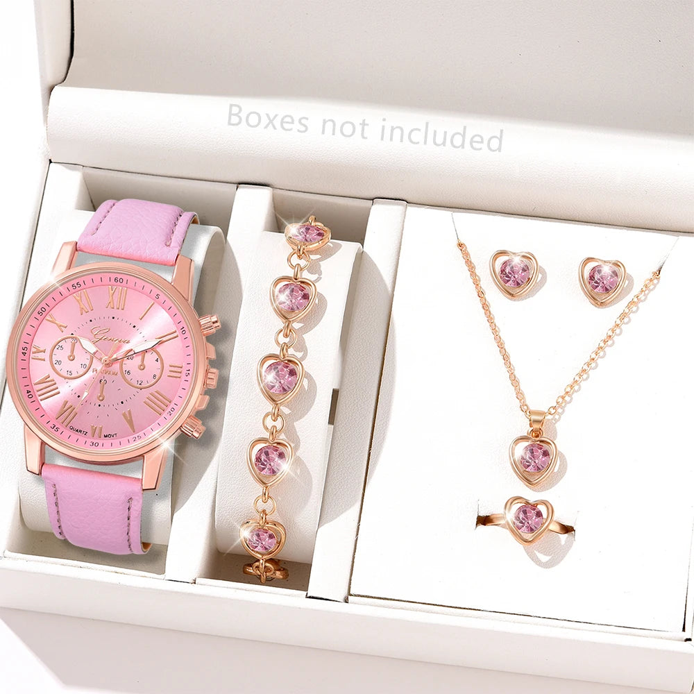 Women's Watch & Jewelry Set (5/6 Pcs)