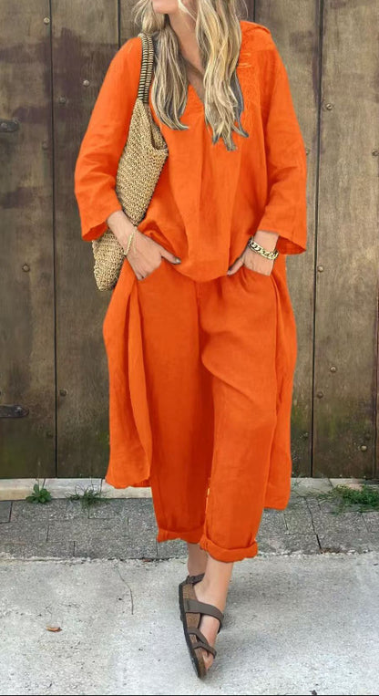Ensemble 2 pièces col V avec poches