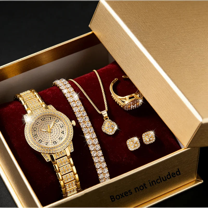Diamond Bracelet Watch Set – Women