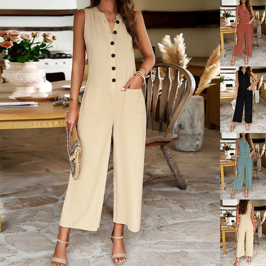 Jumpsuit Stylé Sans Manches – Élégance au Quotidien