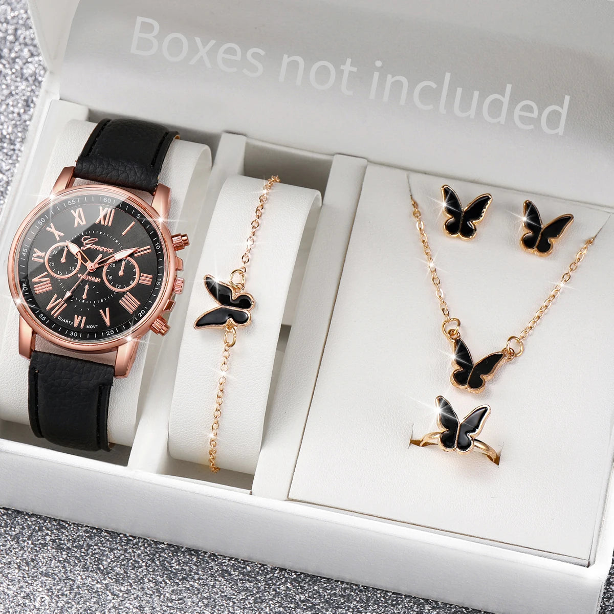 Women's Watch & Jewelry Set (5/6 Pcs)