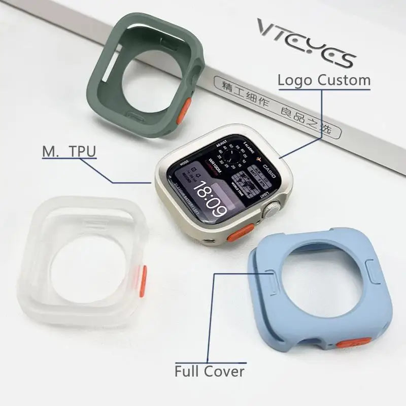 Bumper Soft Silicone Case For Apple Watch 11 10 9 8 7 6 SE 5 Anti-drop Matte Cover For iwatch 49mm 41mm 42mm 46mm 40mm 44mm 45mm