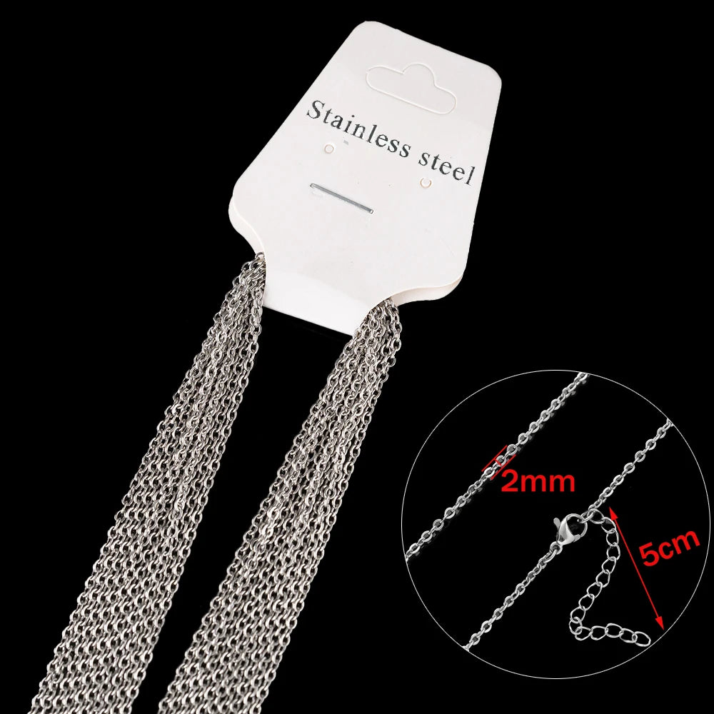 10pcs 45+5cm Gold Stainless Steel Link Cable Chain Necklace with Lobster Clasps for Men & Women Fashion Jewelry Gifts Making